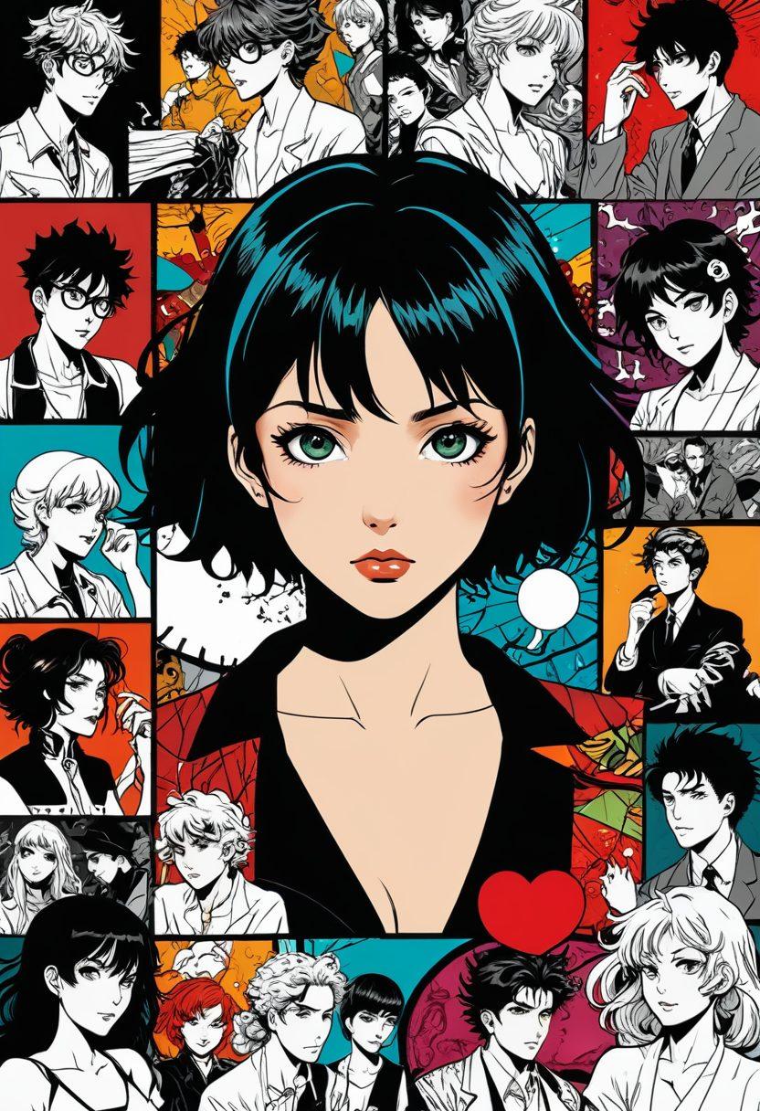 A dynamic collage illustrating the evolution of adult-rated content, featuring iconic graphic novel panels morphing into vibrant fetish anime styles. Include elements such as bold characters, intricate line art, and vivid colors to showcase the transformation. Add notable items like speech bubbles and playful symbols to emphasize the narrative aspect. The background should be an abstract blend of vintage comic textures and modern anime aesthetics. super-realistic. vibrant colors. dynamic composition.